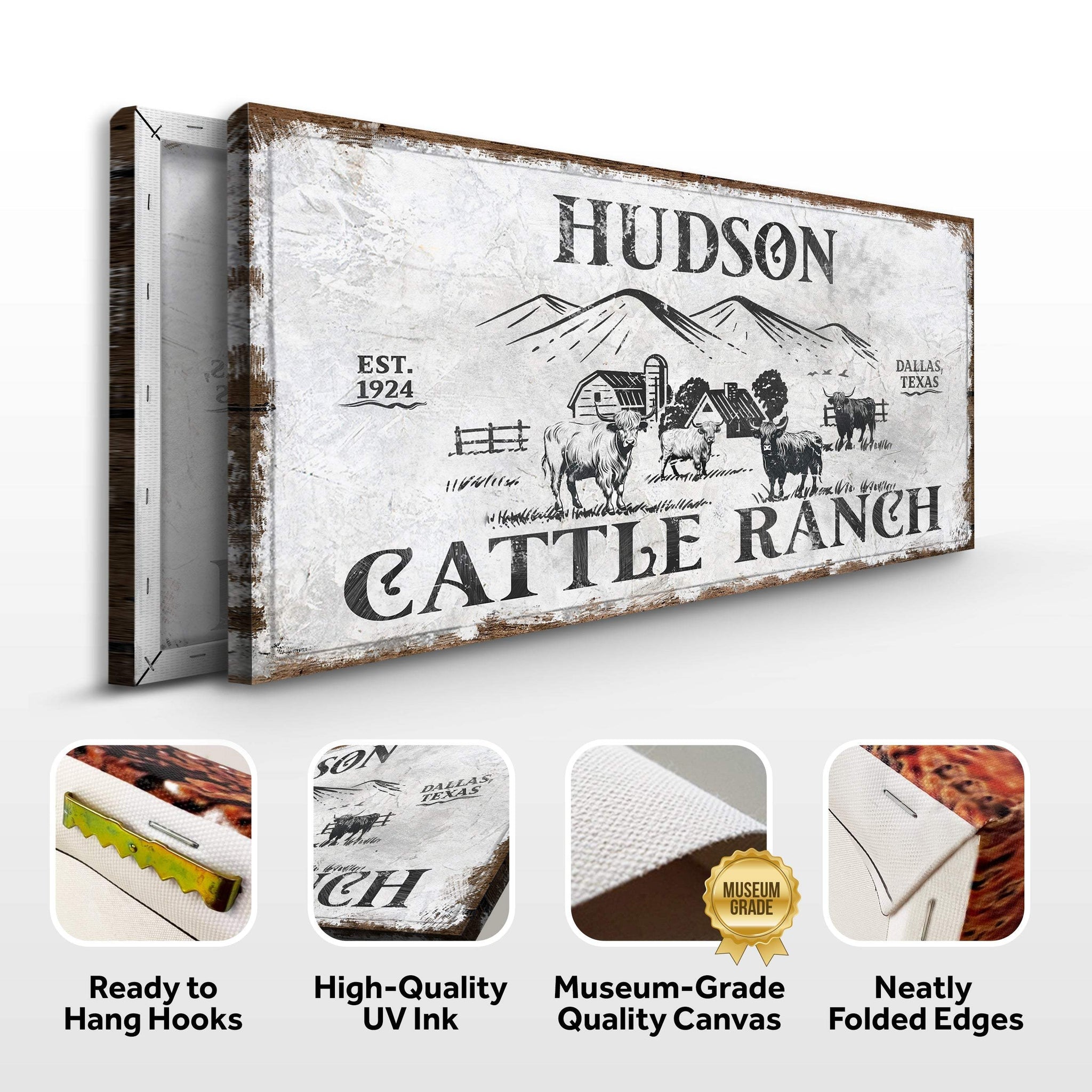 Personalized Highland Cattle Ranch Sign - Tailored Canvases - Flyclothing LLC