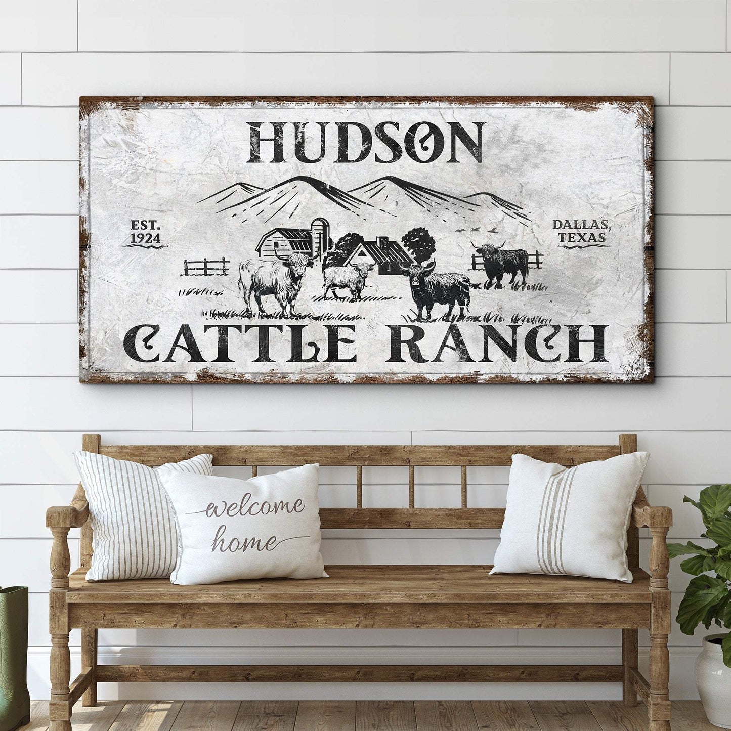 Personalized Highland Cattle Ranch Sign - Tailored Canvases - Flyclothing LLC