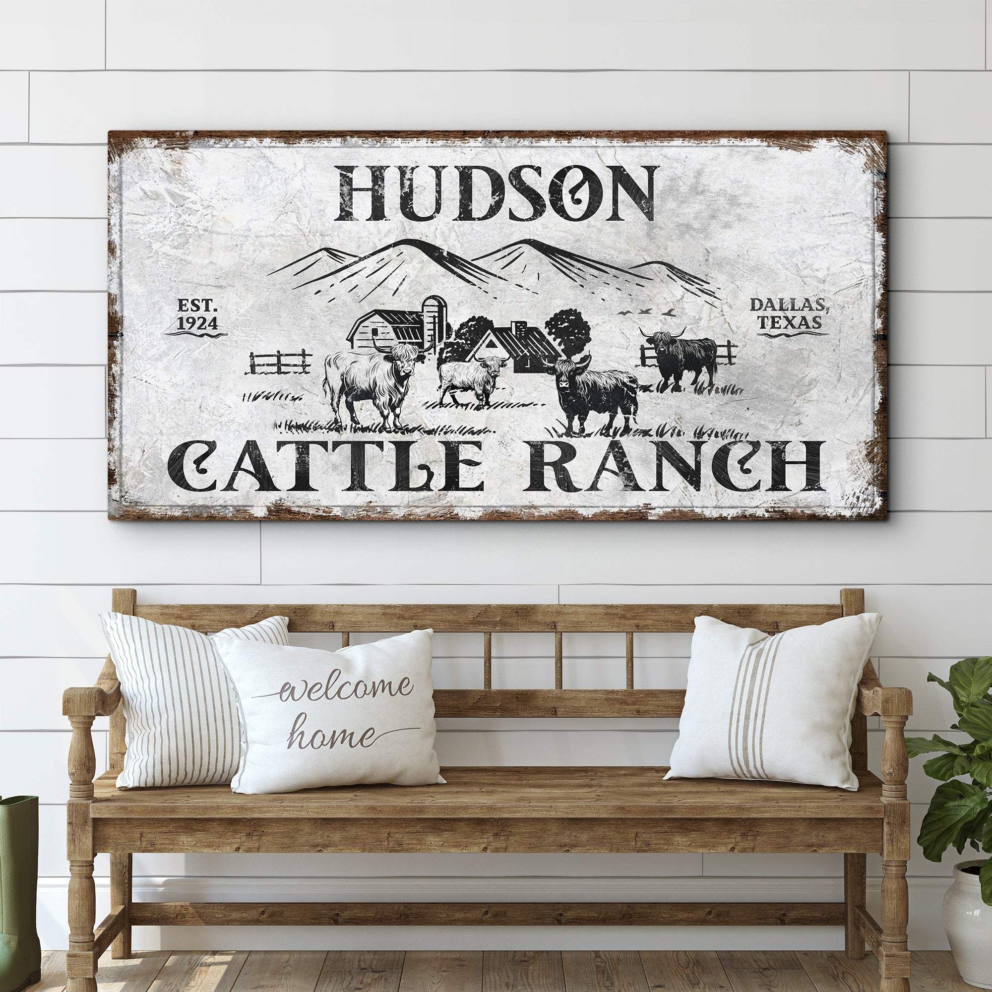 Personalized Highland Cattle Ranch Sign - Tailored Canvases - Flyclothing LLC