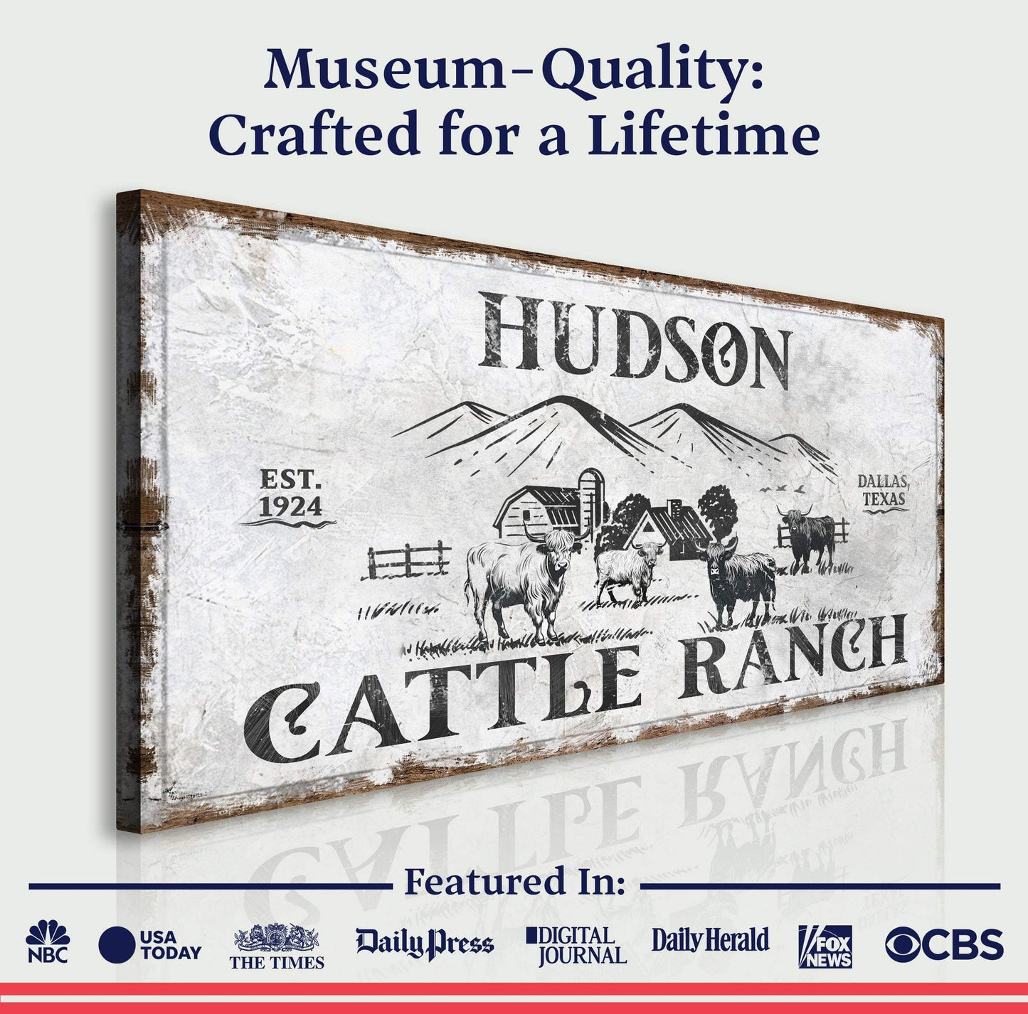 Personalized Highland Cattle Ranch Sign - Tailored Canvases - Flyclothing LLC