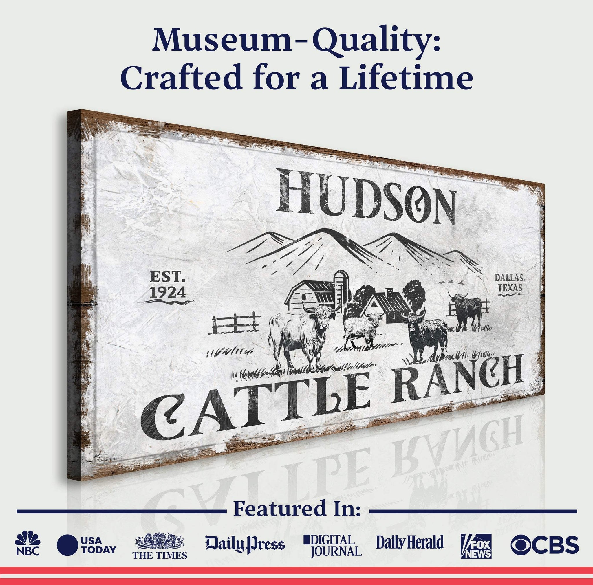 Personalized Highland Cattle Ranch Sign - Tailored Canvases - Flyclothing LLC