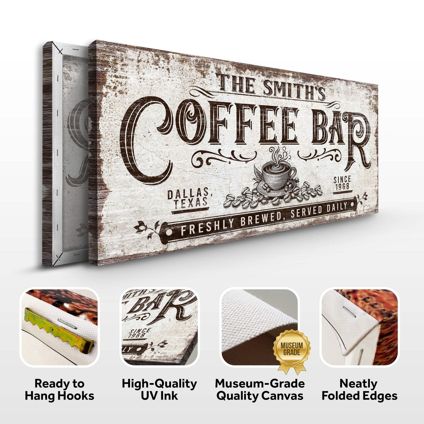 Personalized Coffee Bar Sign III - Tailored Canvases - Flyclothing LLC