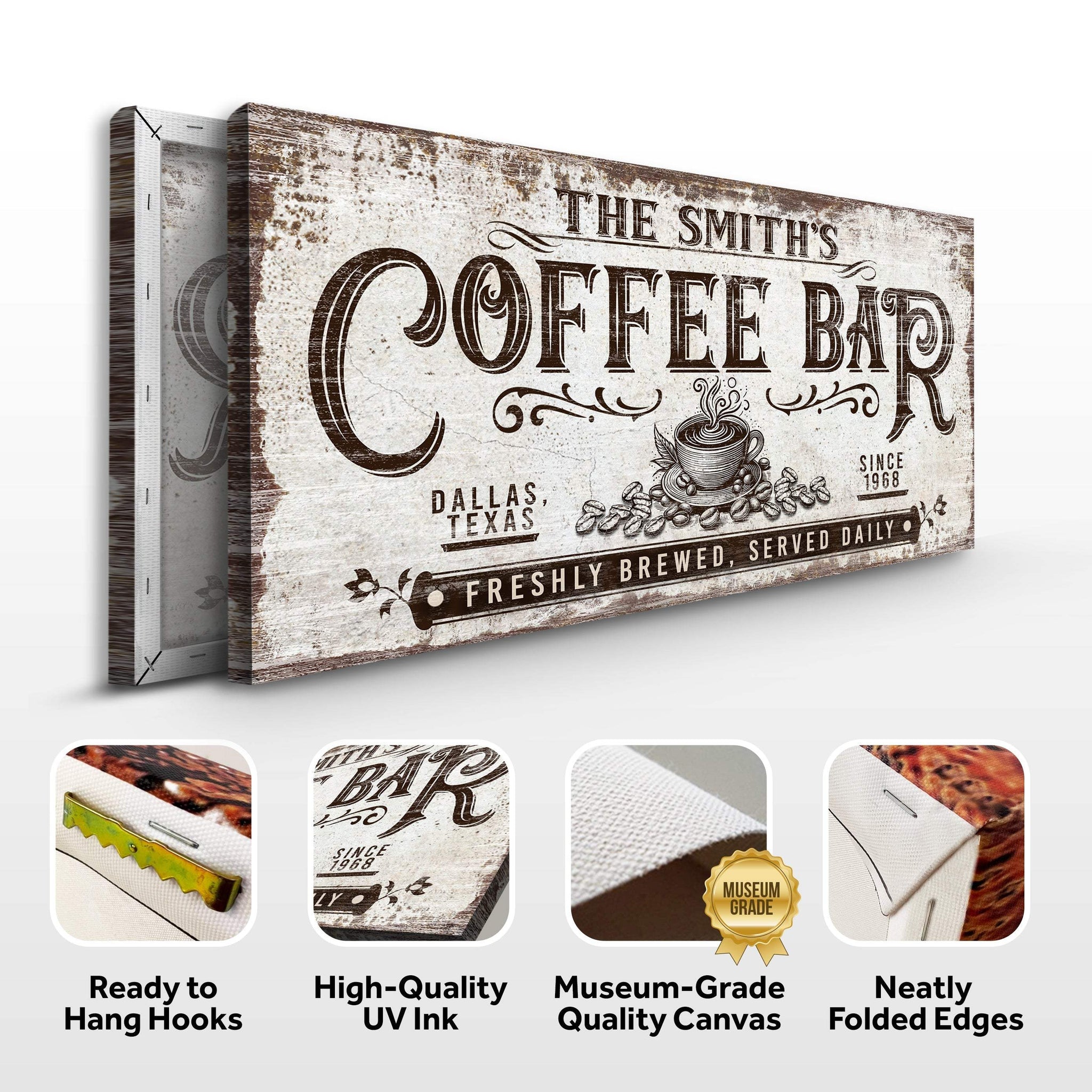 Personalized Coffee Bar Sign III - Tailored Canvases - Flyclothing LLC