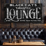 Black Cat's Enchanted Lounge Halloween Sign - Tailored Canvases - Flyclothing LLC