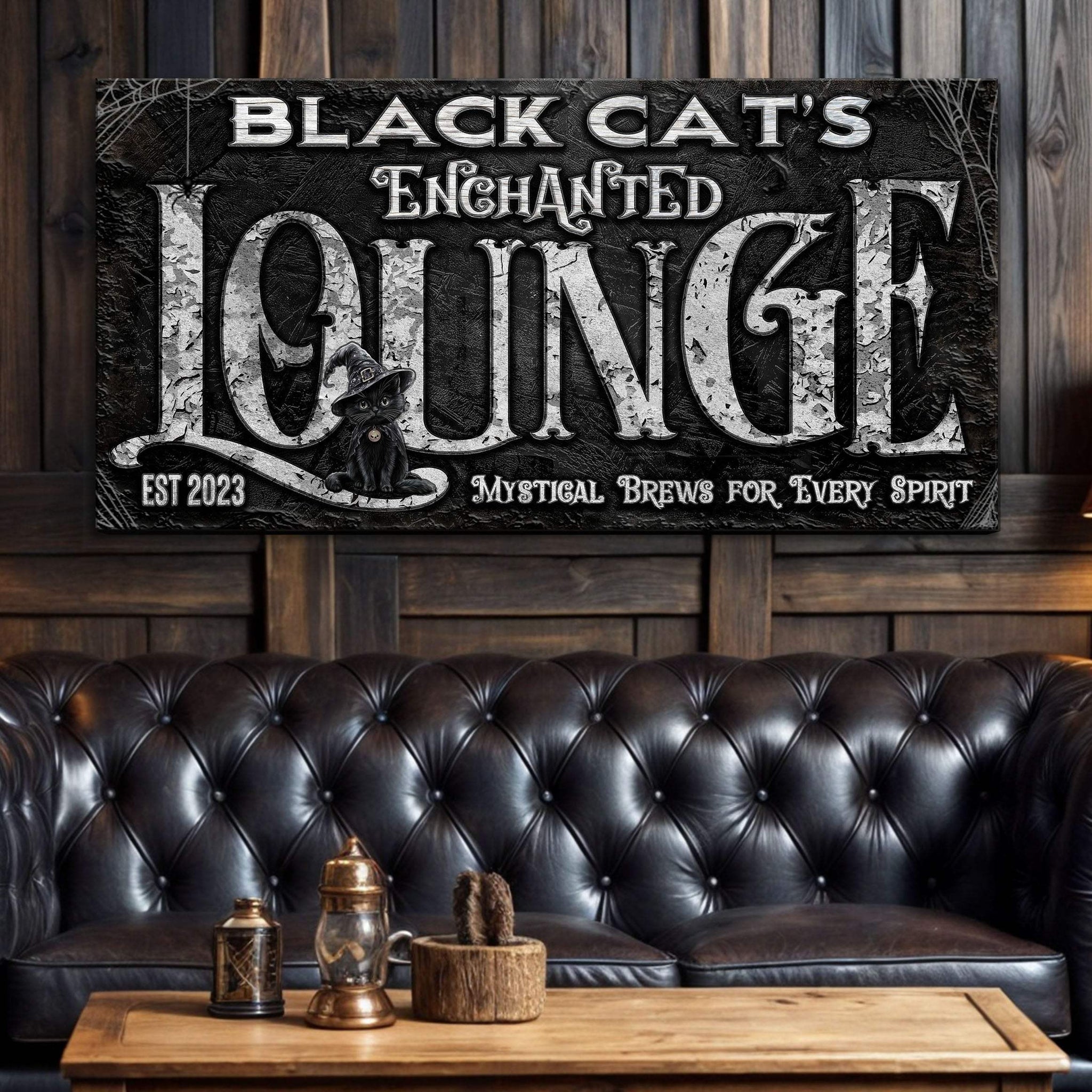 Black Cat's Enchanted Lounge Halloween Sign - Tailored Canvases - Flyclothing LLC