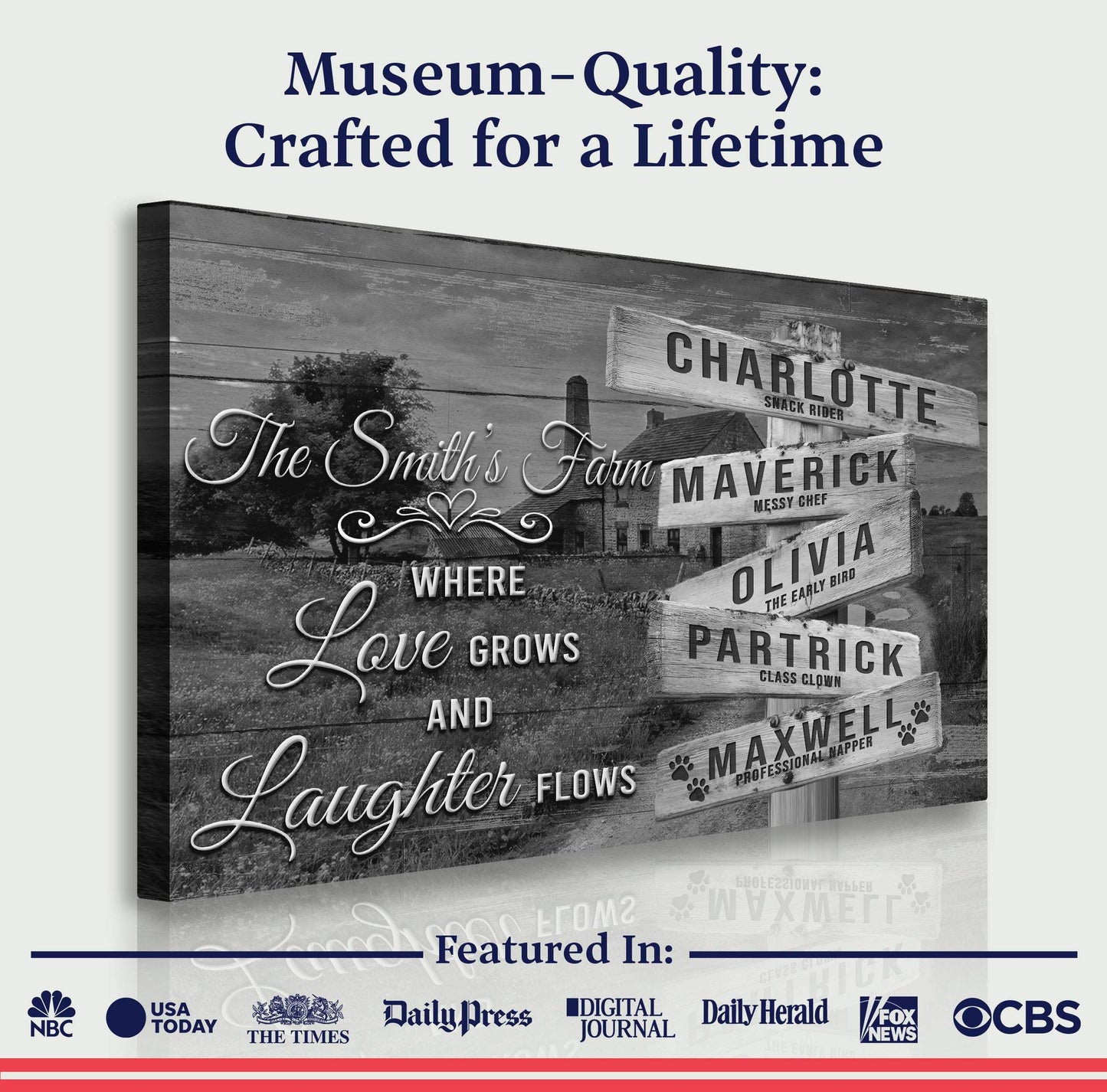 Where Love Grows And Laughter Flows Family Names Sign - Tailored Canvases - Flyclothing LLC