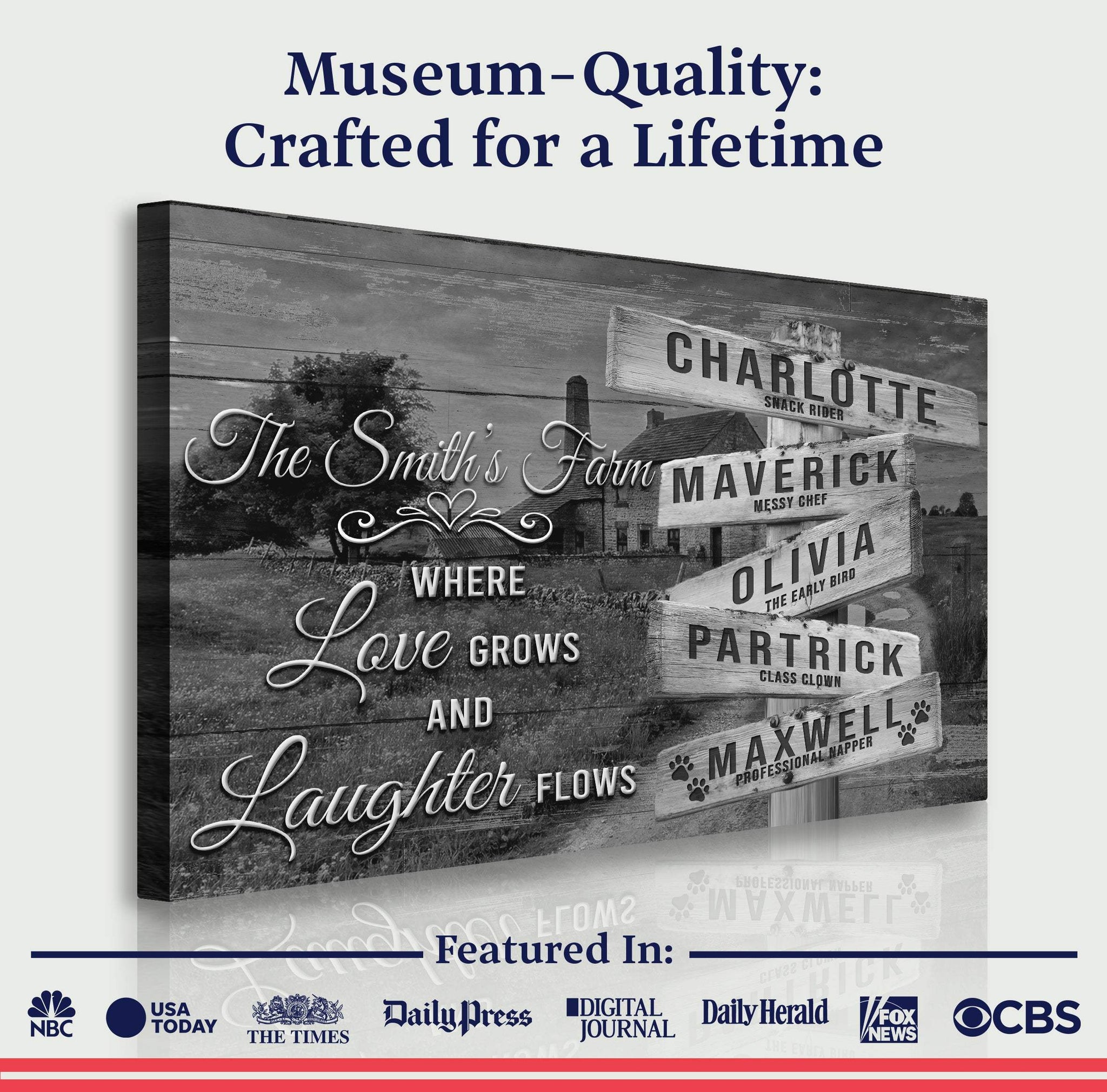 Where Love Grows And Laughter Flows Family Names Sign - Tailored Canvases - Flyclothing LLC