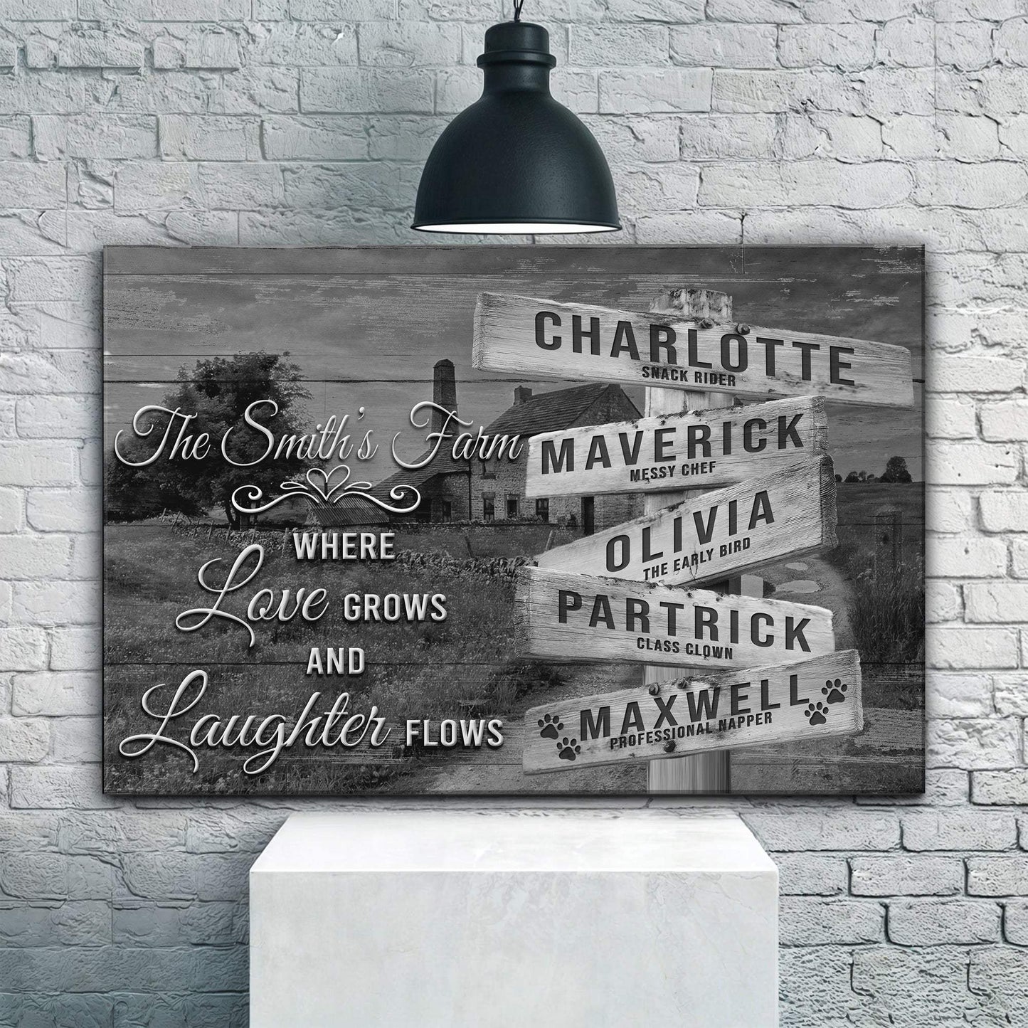 Where Love Grows And Laughter Flows Family Names Sign - Tailored Canvases - Flyclothing LLC