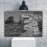 Where Love Grows And Laughter Flows Family Names Sign - Tailored Canvases - Flyclothing LLC
