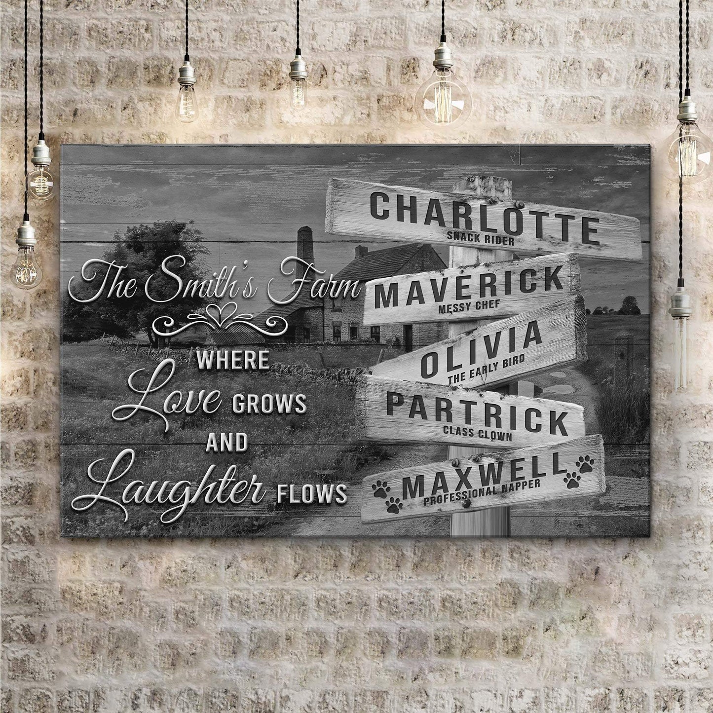 Where Love Grows And Laughter Flows Family Names Sign - Tailored Canvases - Flyclothing LLC