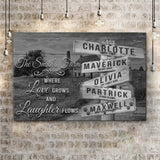 Where Love Grows And Laughter Flows Family Names Sign - Tailored Canvases - Flyclothing LLC