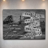 Where Love Grows And Laughter Flows Family Names Sign - Tailored Canvases - Flyclothing LLC