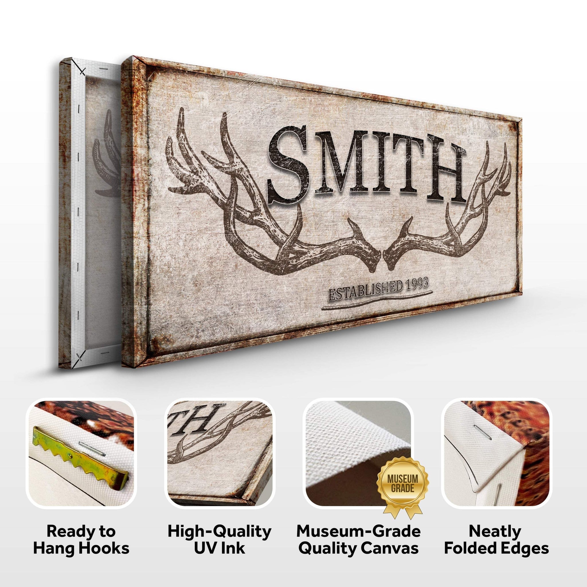 Personalized Family Antler Sign V - Tailored Canvases - Flyclothing LLC