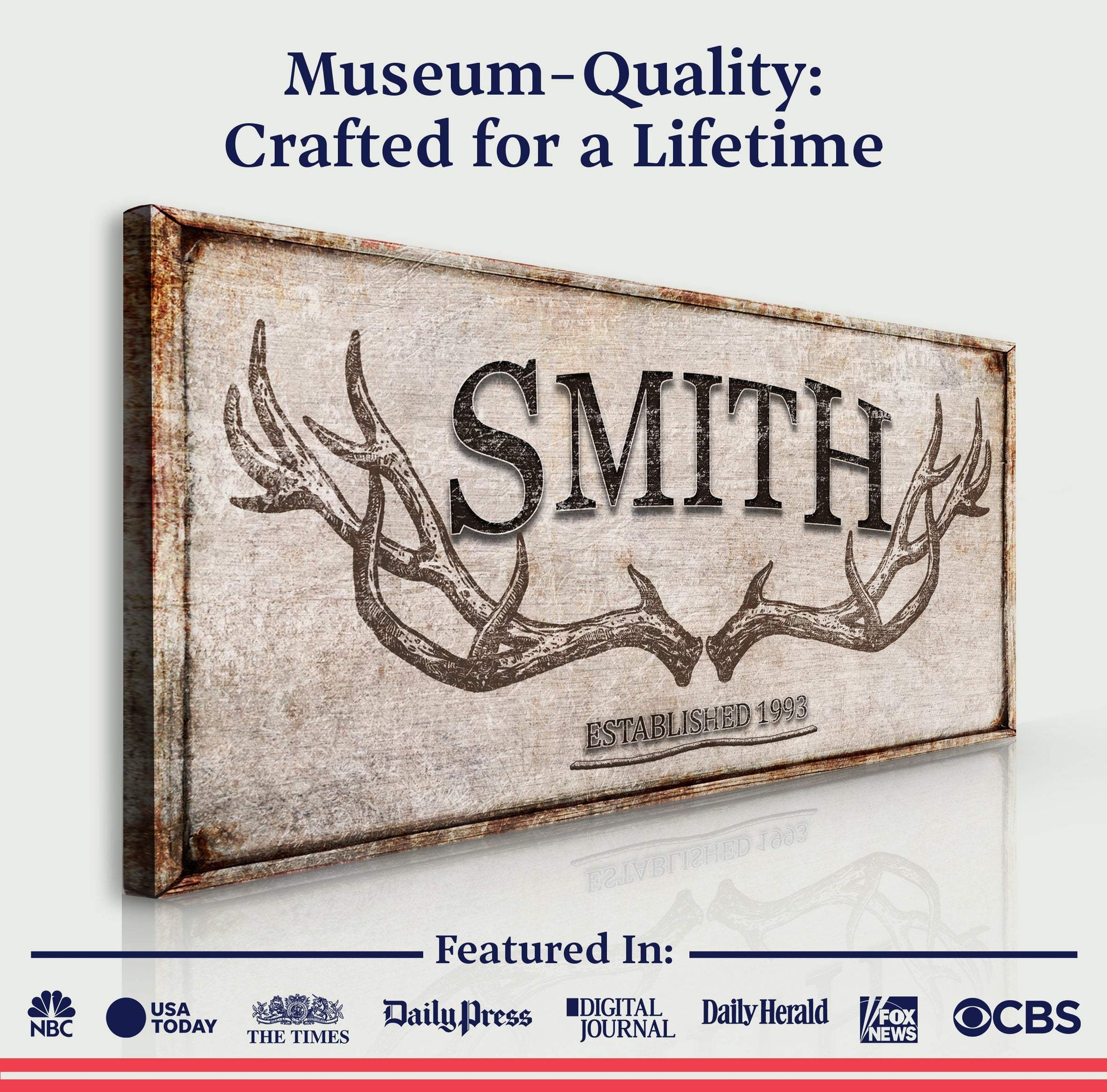 Personalized Family Antler Sign V - Tailored Canvases - Flyclothing LLC