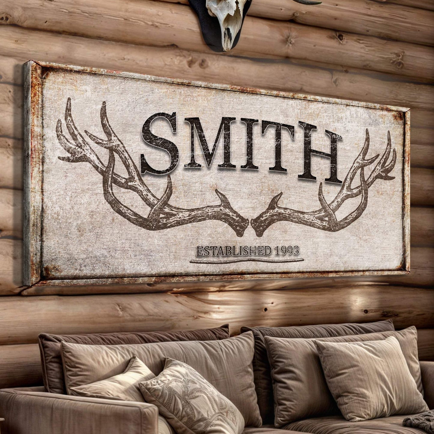 Personalized Family Antler Sign V - Tailored Canvases - Flyclothing LLC