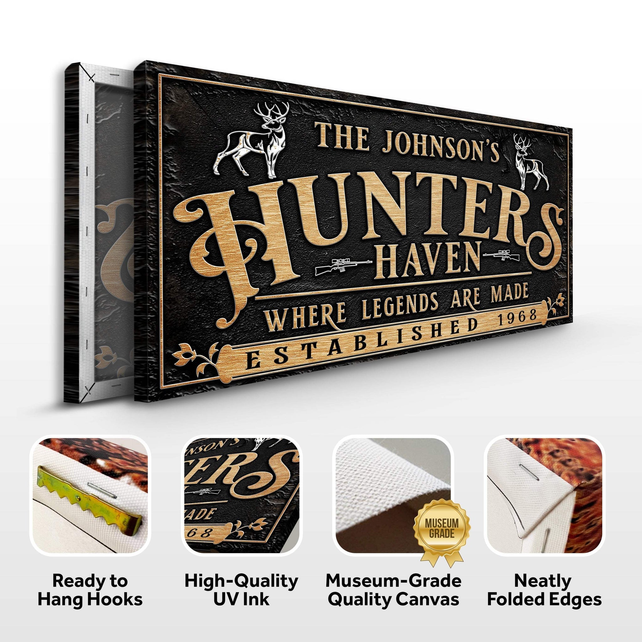 Personalized Hunters Haven Family Sign II - Tailored Canvases - Flyclothing LLC