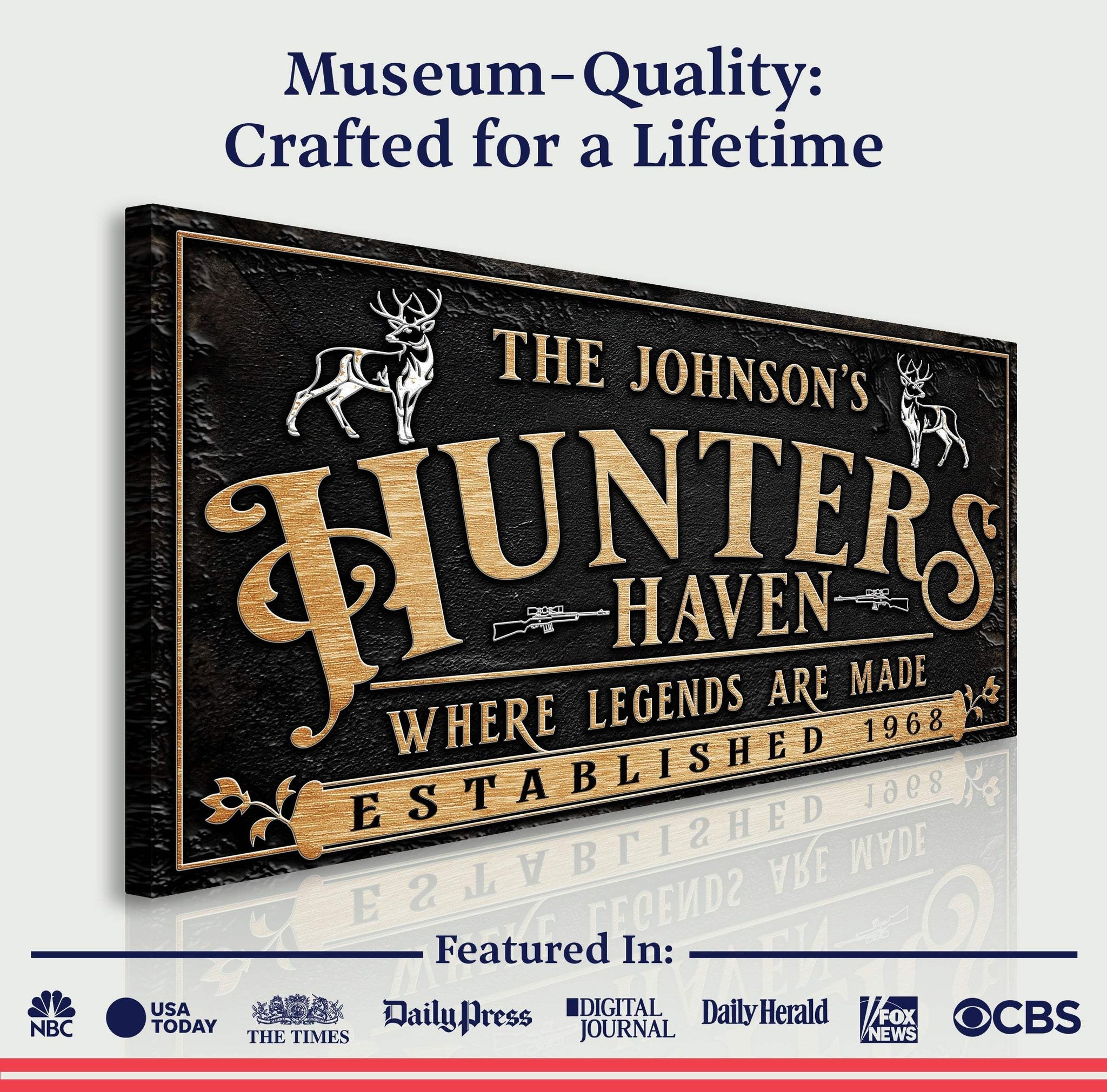 Personalized Hunters Haven Family Sign II - Tailored Canvases - Flyclothing LLC