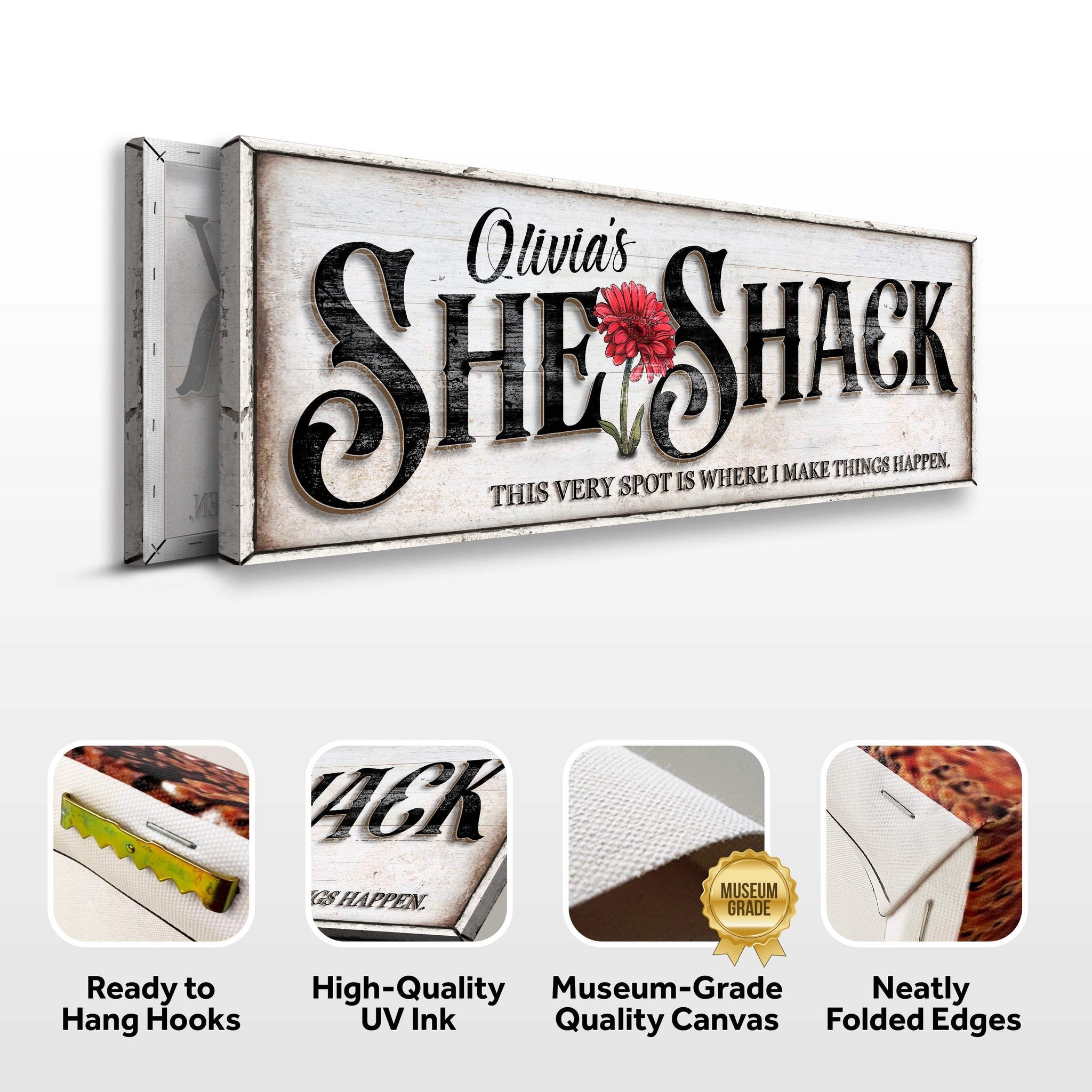 Personalized She Shed Sign XVI - Tailored Canvases - Flyclothing LLC
