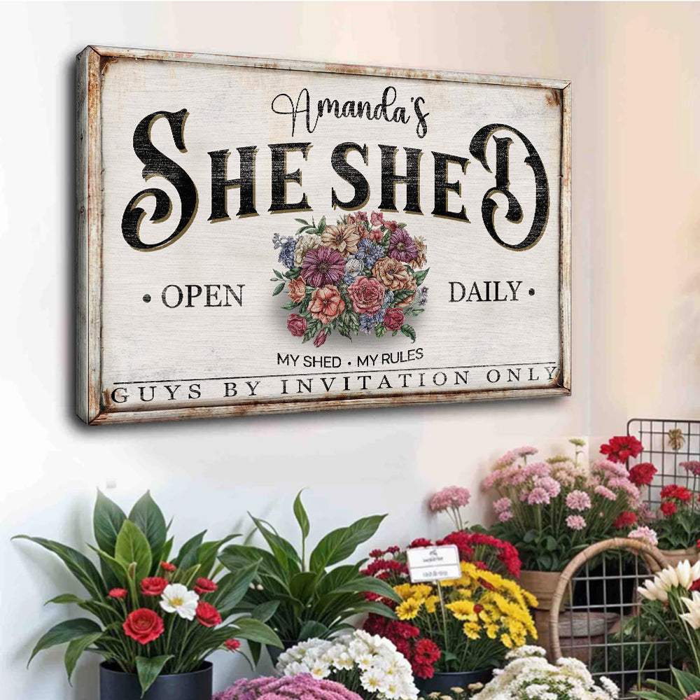 Personalized She Shed Sign XIII - Tailored Canvases - Flyclothing LLC
