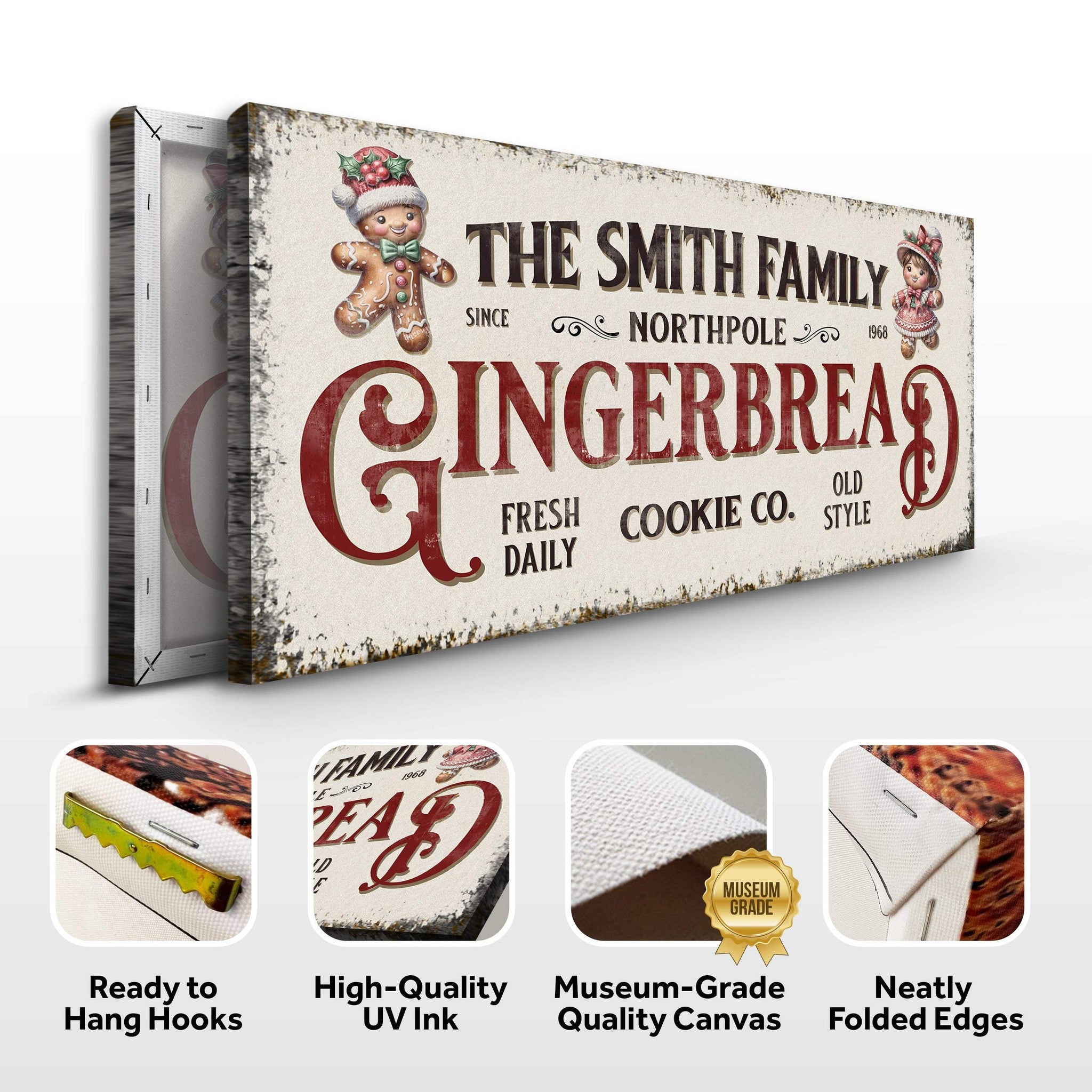 Family Gingerbread Bakery Christmas Sign - Tailored Canvases - Flyclothing LLC