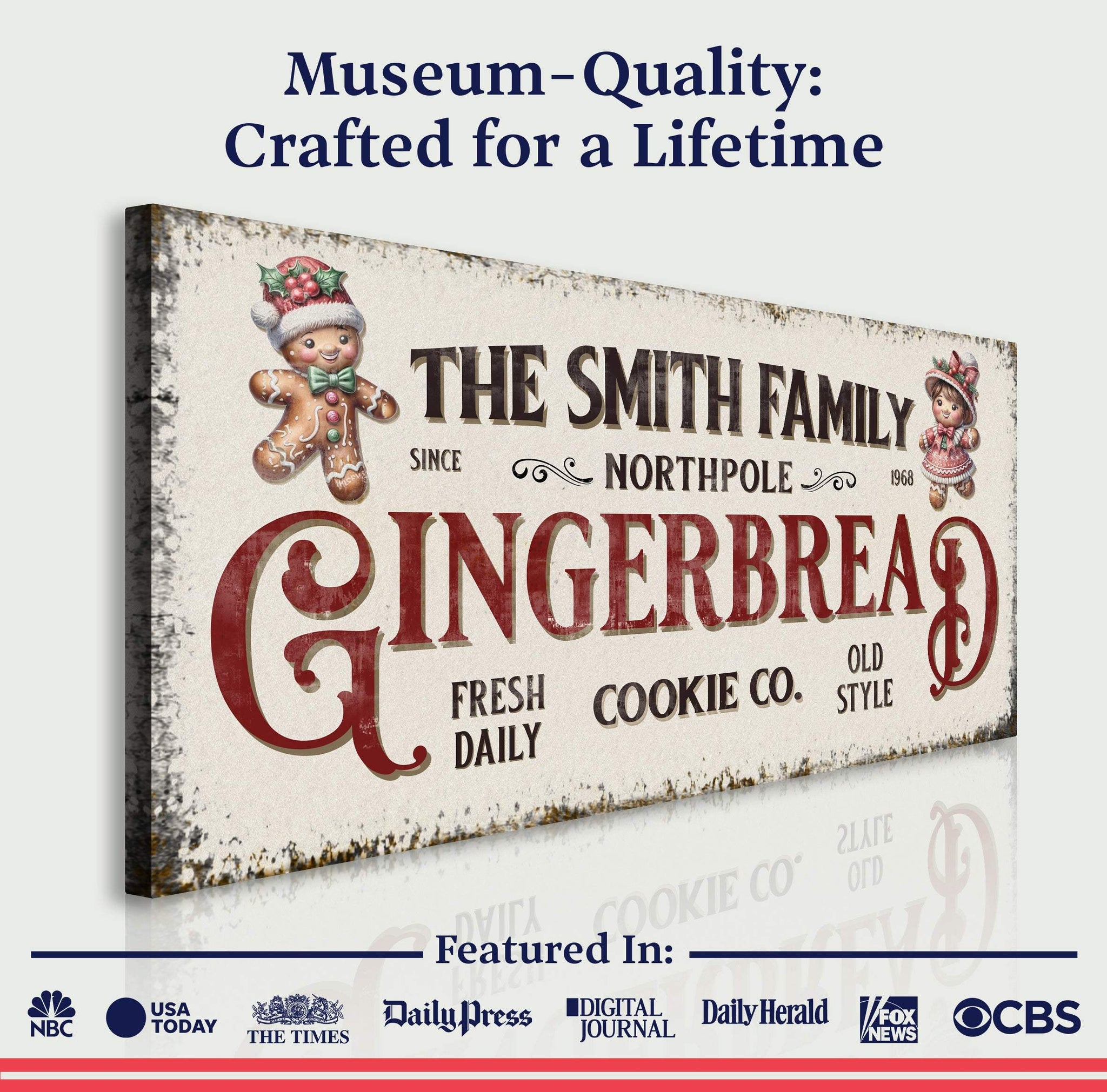 Family Gingerbread Bakery Christmas Sign - Tailored Canvases - Flyclothing LLC
