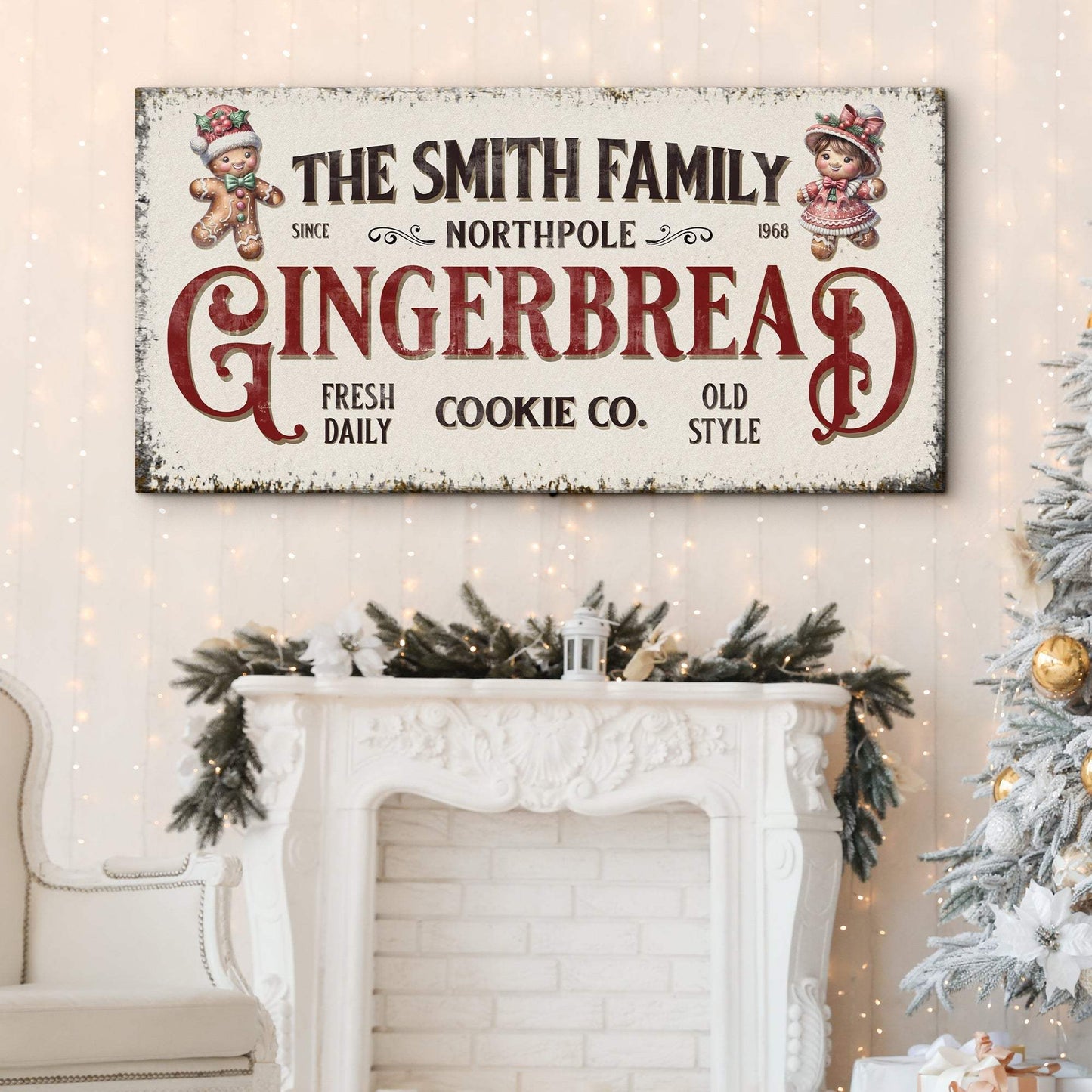 Family Gingerbread Bakery Christmas Sign - Tailored Canvases - Flyclothing LLC