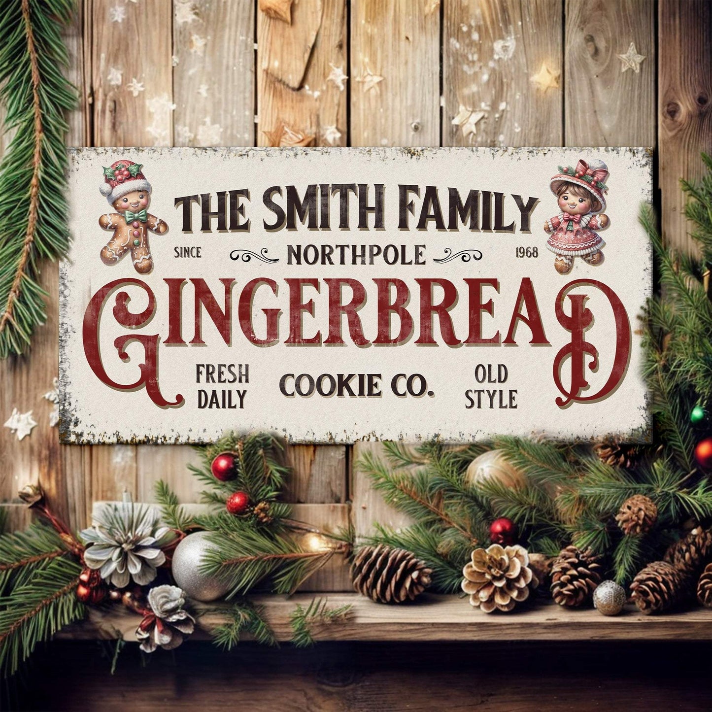 Family Gingerbread Bakery Christmas Sign - Tailored Canvases - Flyclothing LLC