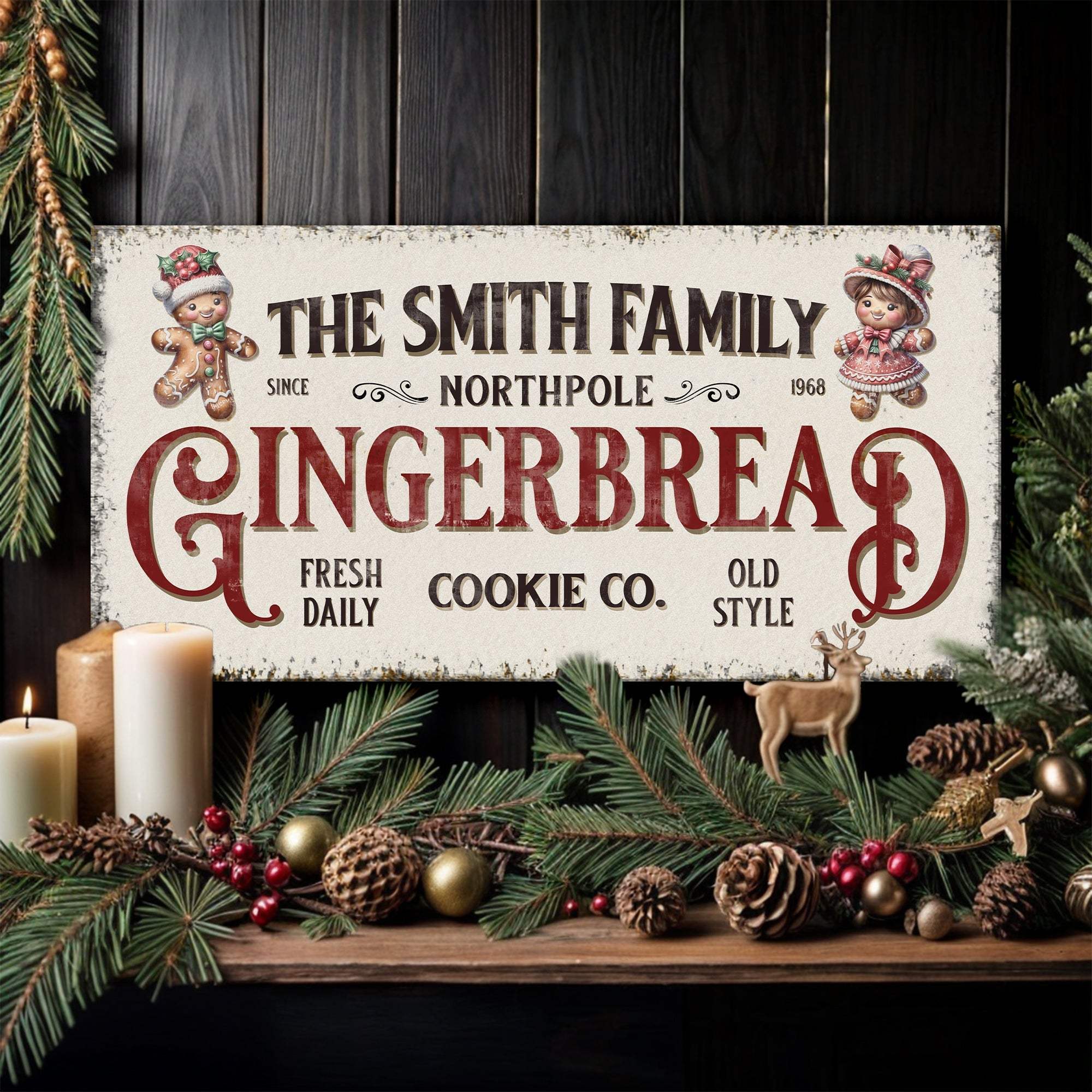 Family Gingerbread Bakery Christmas Sign - Tailored Canvases - Flyclothing LLC