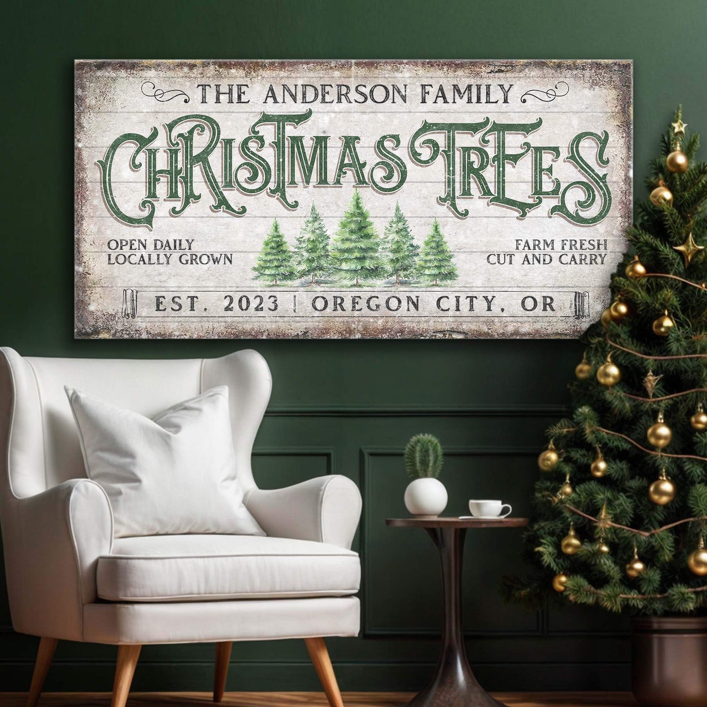 Family Christmas Tree Farm Sign IV - Tailored Canvases - Flyclothing LLC