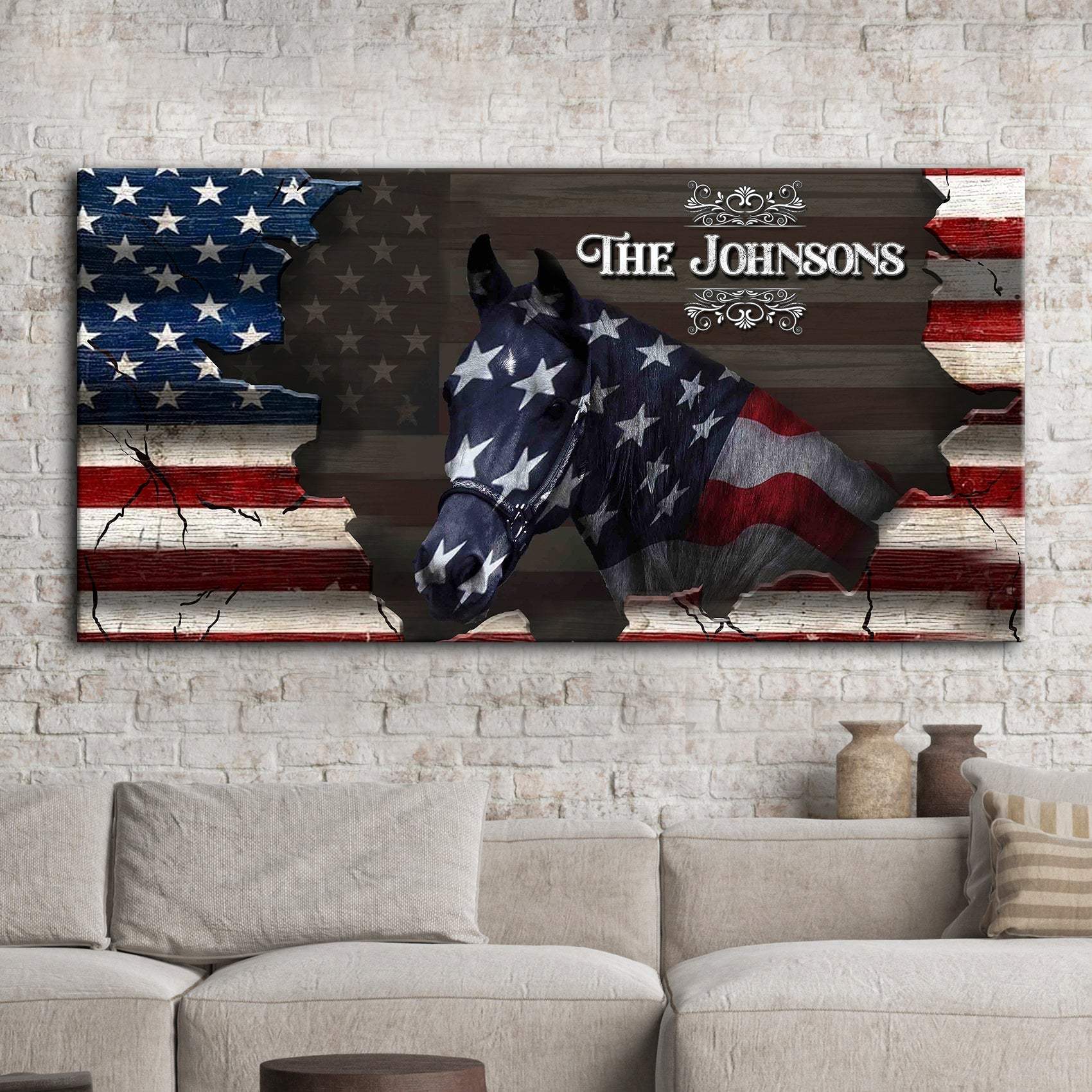 Family Name Sign - American Horse Wall Art - Tailored Canvases - Flyclothing LLC