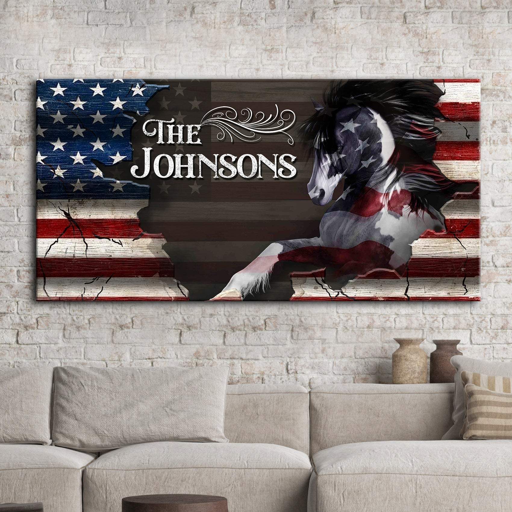 Family Name Sign - American Horse Wall Art - Tailored Canvases - Flyclothing LLC