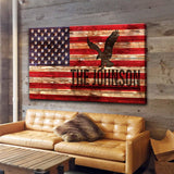 Rustic American Flag Family Name Sign - Tailored Canvases - Flyclothing LLC