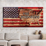 Rustic American Flag Family Name Sign - Tailored Canvases - Flyclothing LLC