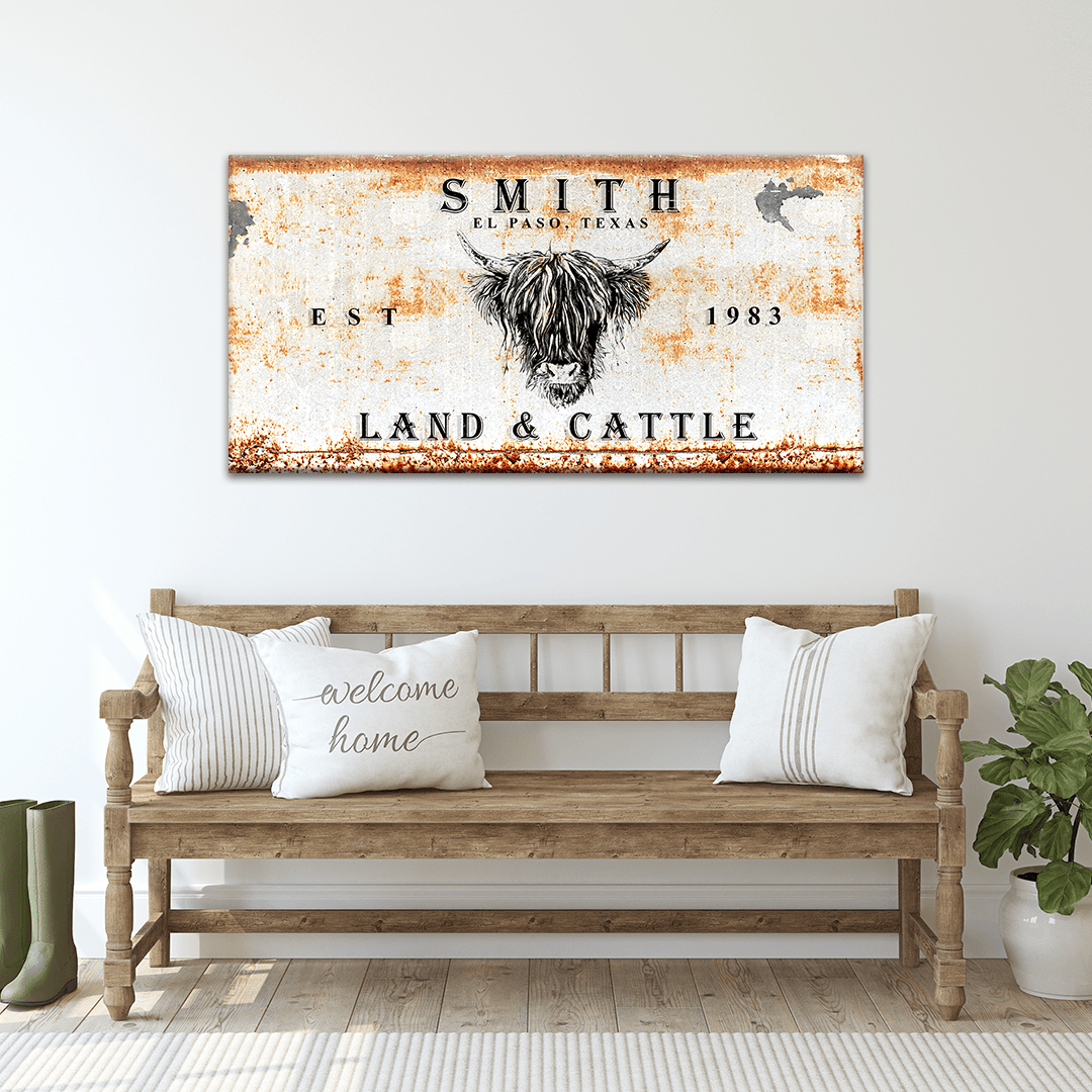 Land And Cattle Rustic Sign III - Tailored Canvases - Flyclothing LLC