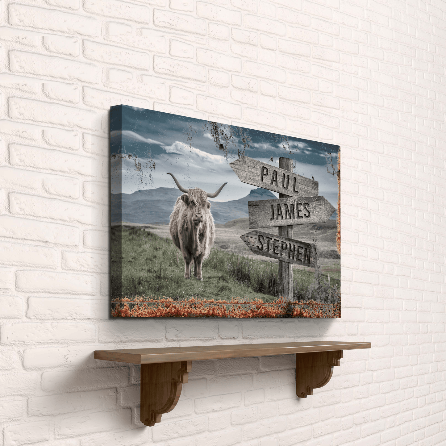 Highland Cow Rustic Sign - Tailored Canvases - Flyclothing LLC