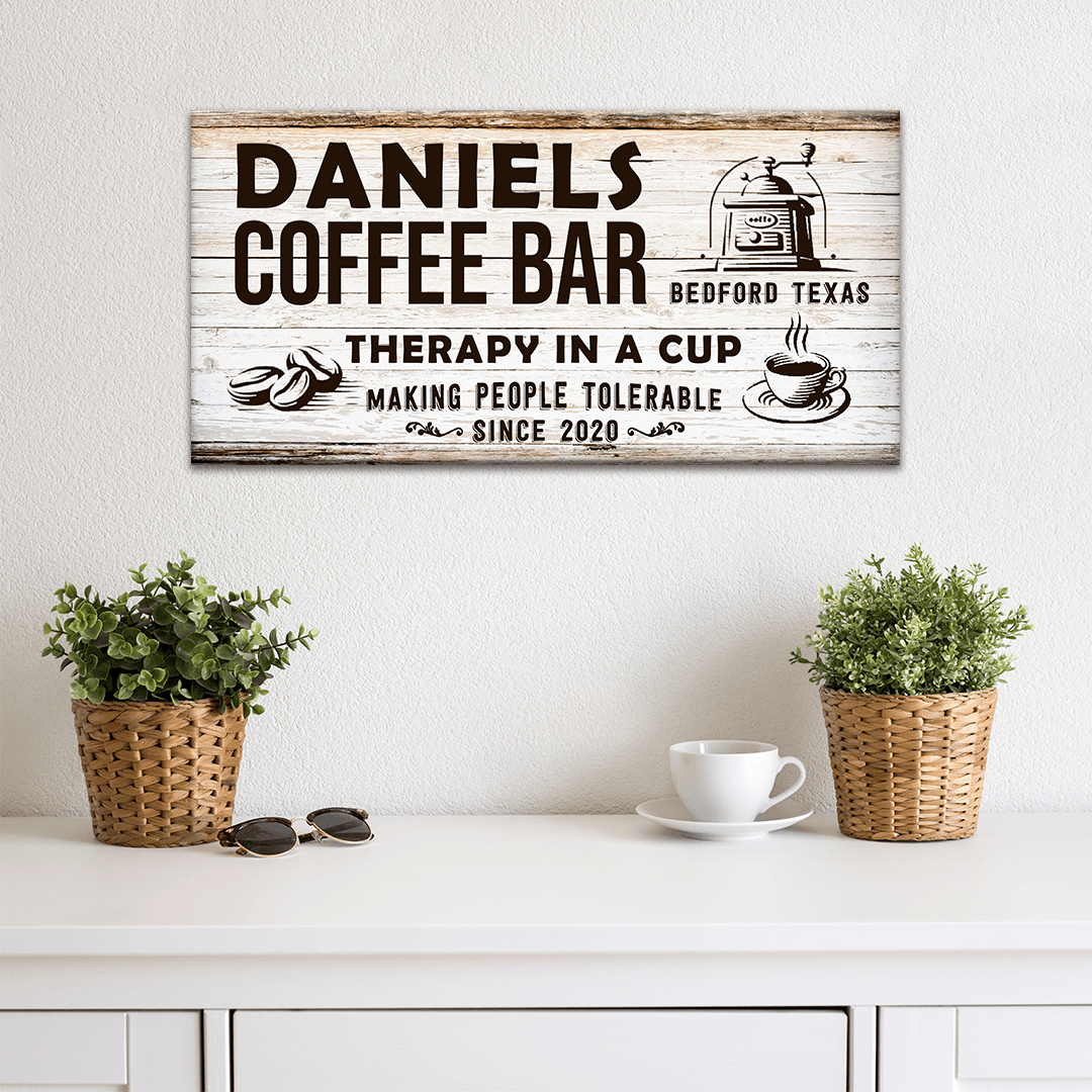 Therapy In A Cup Coffee Bar Sign - Tailored Canvases - Flyclothing LLC