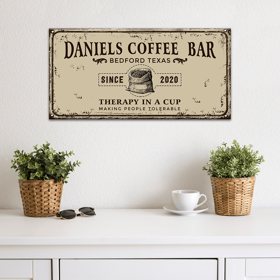 Therapy In A Cup Coffee Bar Sign - Tailored Canvases - Flyclothing LLC
