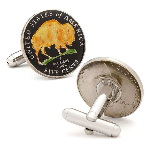 Hand Painted American Buffalo Nickel Coin Cufflinks - Cufflinks.com - Flyclothing LLC