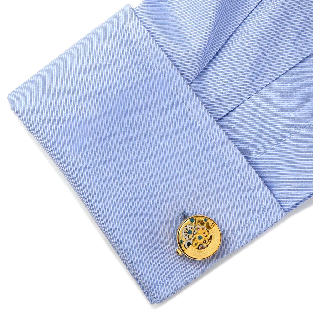 Gold on Gold Kinetic Watch Movement Cufflinks - Cufflinks.com - Flyclothing LLC