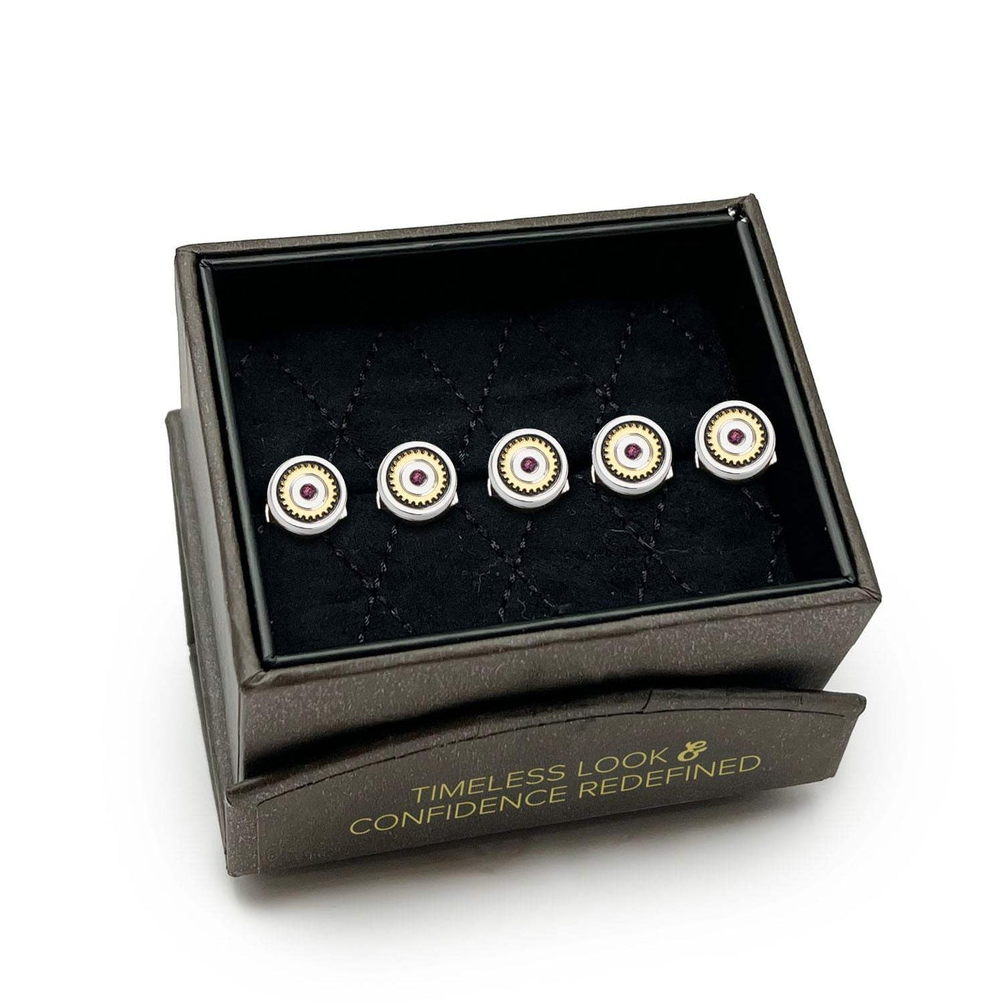 Gear Amethyst Stone 5-Studs - Cufflinks.com - Flyclothing LLC