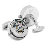 Silver Stainless Steel Kinetic Watch Movement Cufflinks - Cufflinks.com - Flyclothing LLC