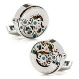 Silver Stainless Steel Kinetic Watch Movement Cufflinks - Cufflinks.com - Flyclothing LLC