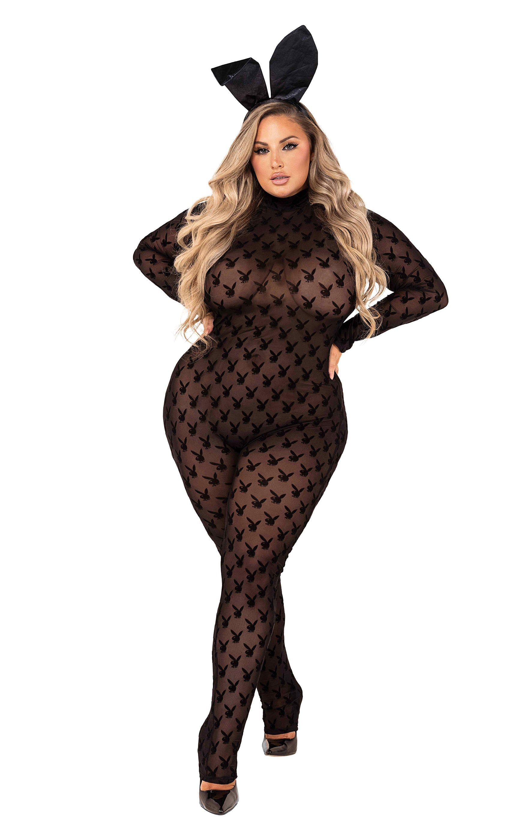 Roma Costume 2pc Sheer Playboy Bunny Bodysuit Costume PB112 - Roma Costume - Flyclothing LLC