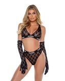 Playboy Flocked Bunny Bralette 2pc Set - Roma Costume - Flyclothing LLC