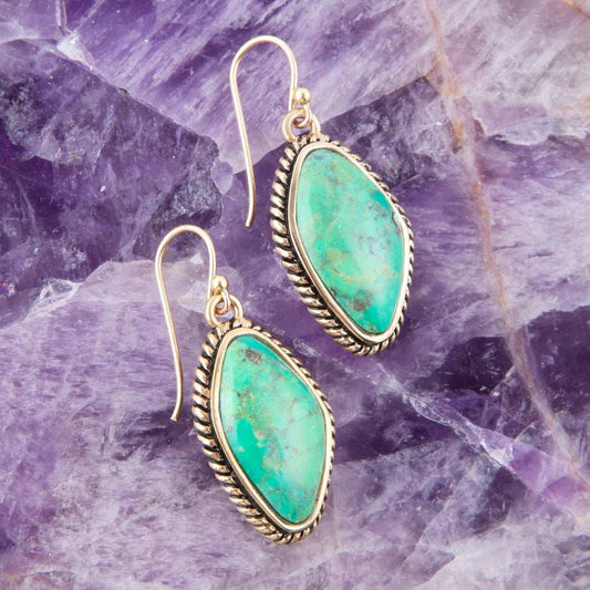 Lime Green Turquoise Golden Drop Earrings - Barse Jewelry - Flyclothing LLC