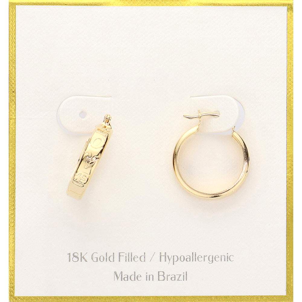 18K Gold Filled Hypoallergenic LOVE Engraved Hoop Pin Catch Earrings - Madeline Love - Flyclothing LLC