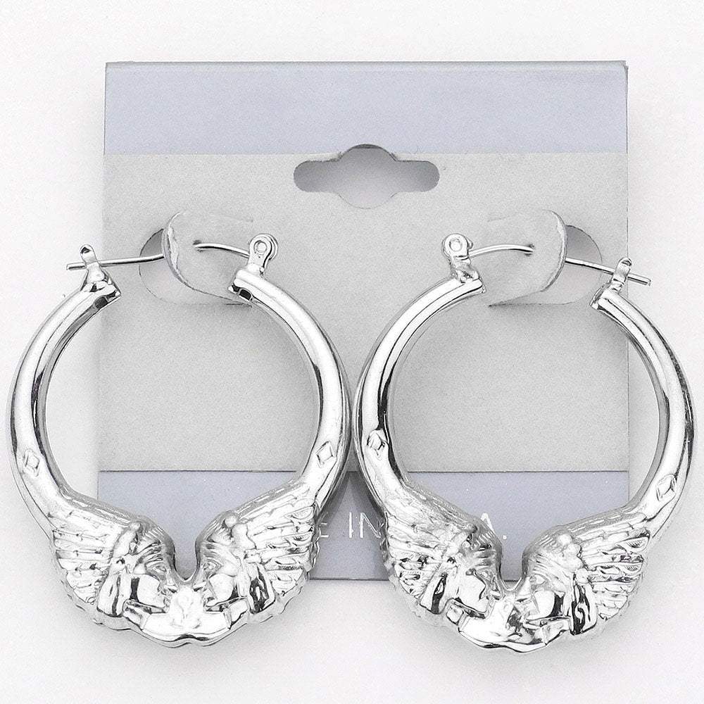 Metal Indian Headdress Pin Catch Hoop Earrings - Madeline Love - Flyclothing LLC