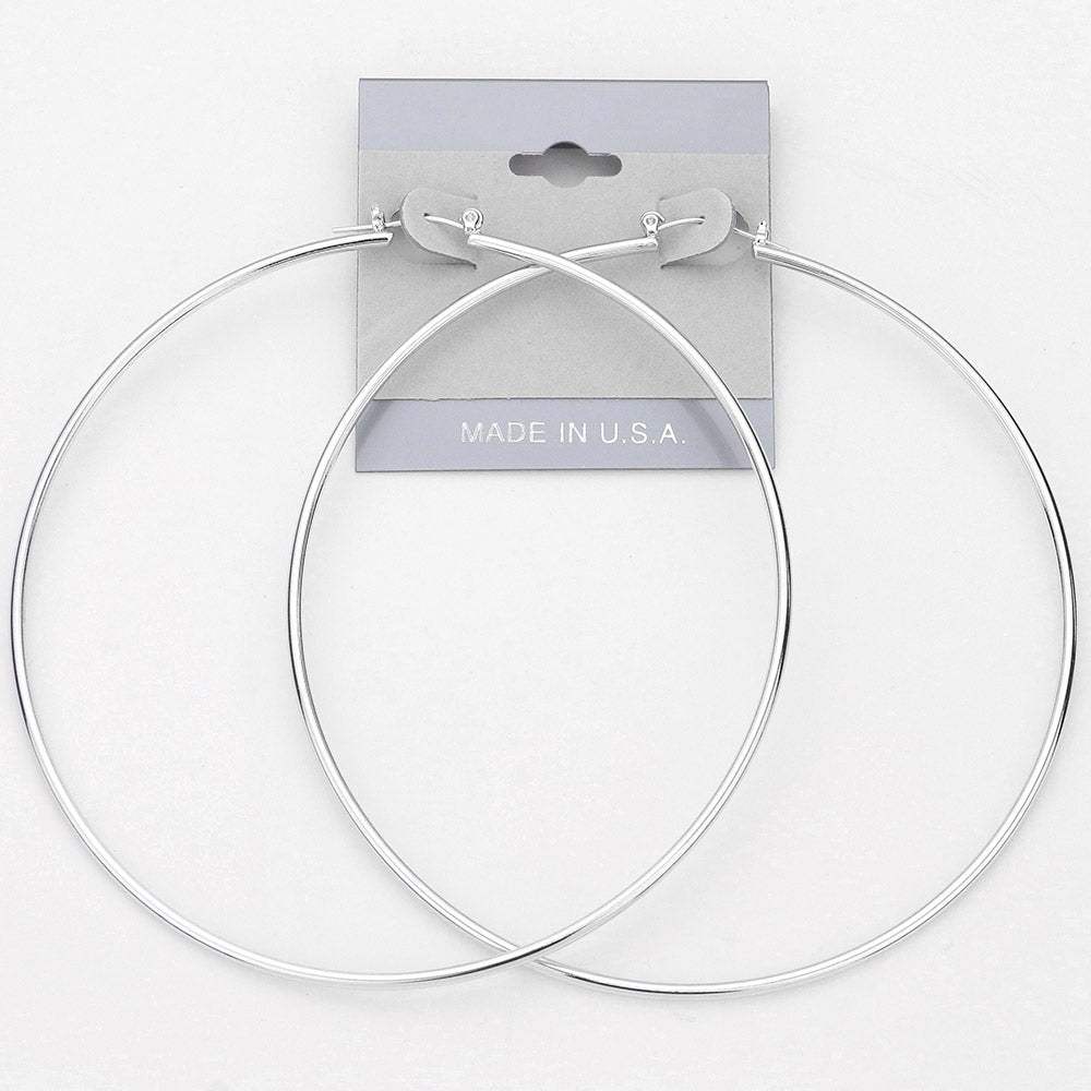 Oversized Metal Pin Catch Hoop Earrings - Madeline Love - Flyclothing LLC