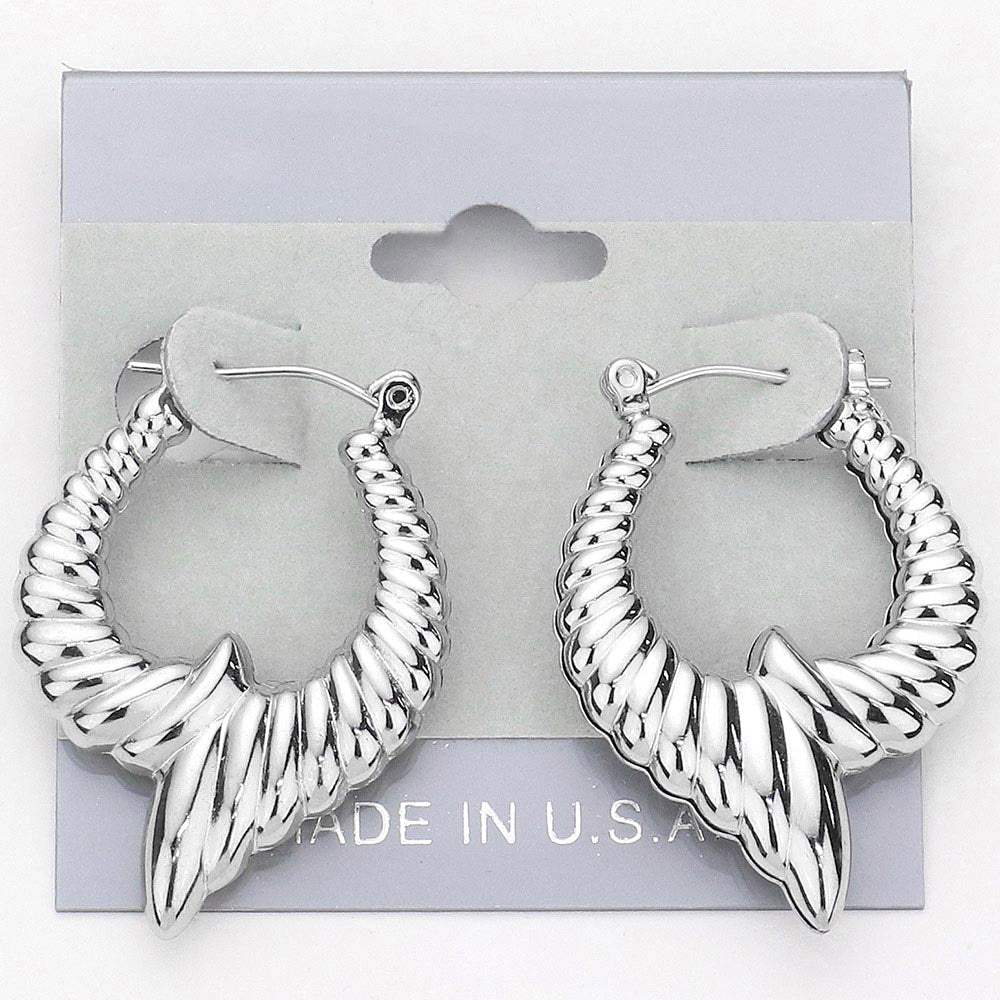 Abstract Metal Pin Catch Hoop Earrings - Madeline Love - Flyclothing LLC