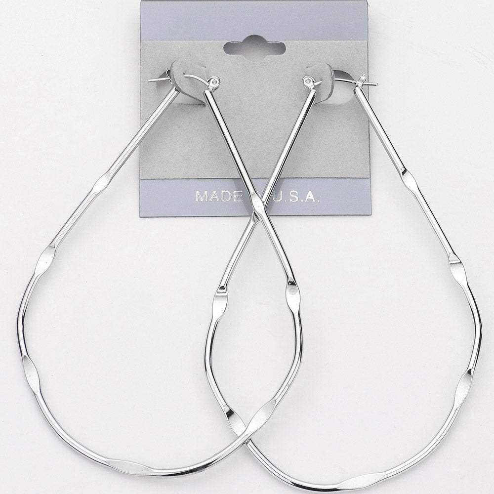 Metal Teardrop Pin Catch Hoop Earrings - Madeline Love - Flyclothing LLC